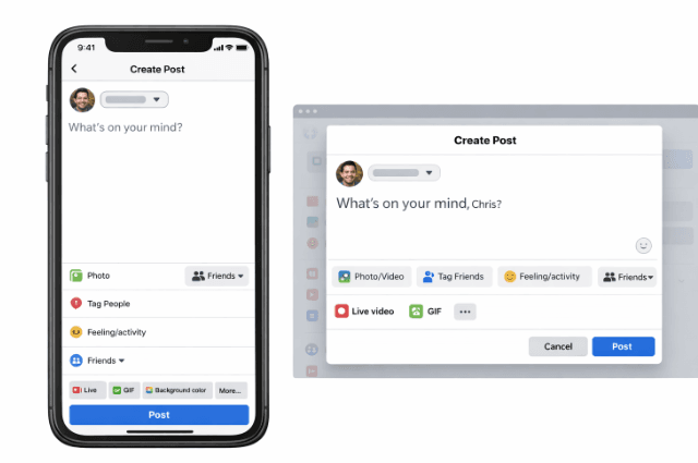 facebook create new post interface before selecting audience privacy settings