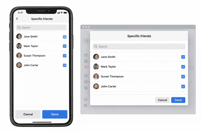 facebook specific friends privacy option share post with selected friends