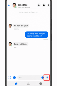 Messenger microphone icon for voice recording