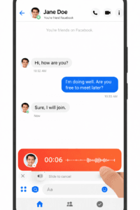 Recording voice message in Facebook Messenger