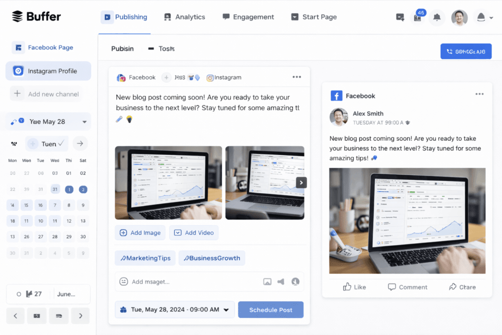 social media scheduling tool dashboard