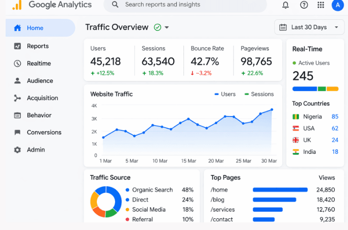 google analytics website traffic dashboard